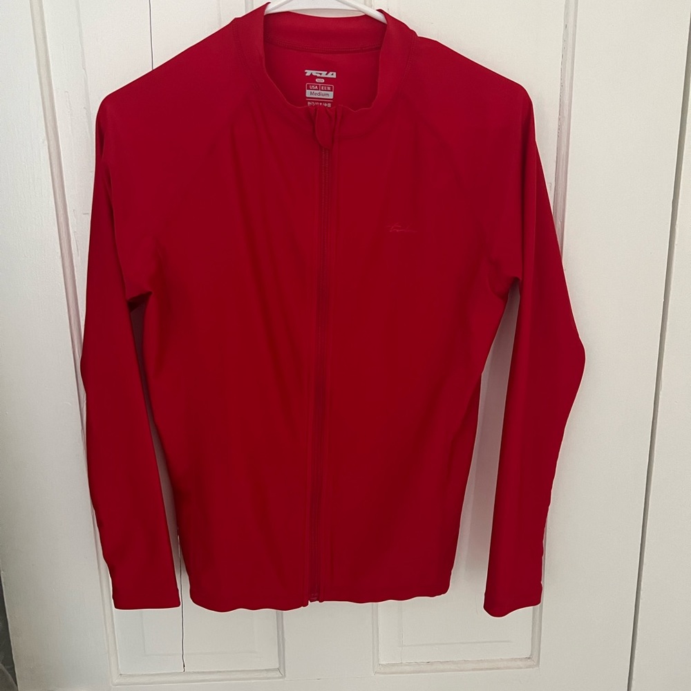 Tsla rashguard zipper front red size large like mew mevber worn